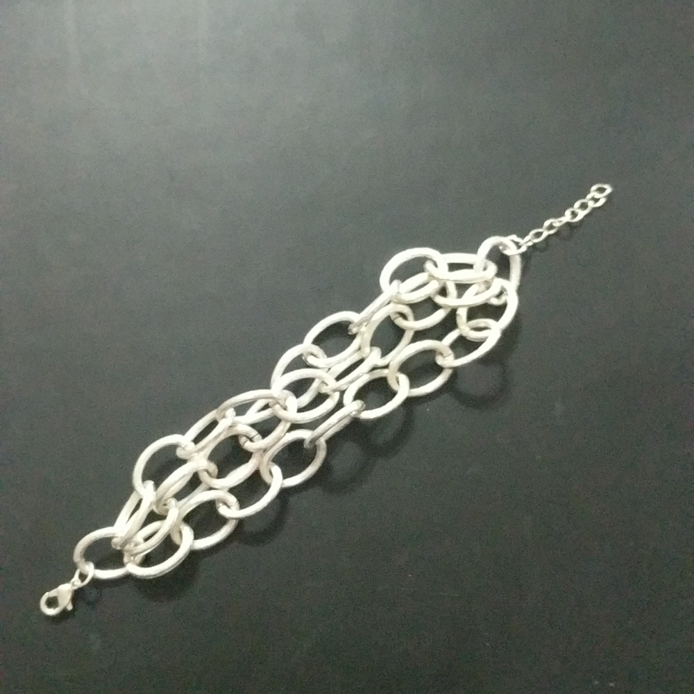 Silver Tone Multi Strand Chain Link Chunky Statement Bracelet